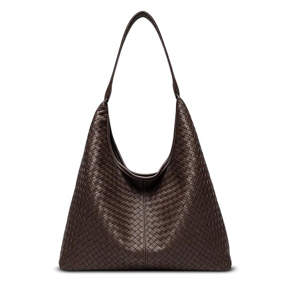 Three Love Long Handbags - Large Woven Tote Bag for Women, Vegan Leather Hobo Purse